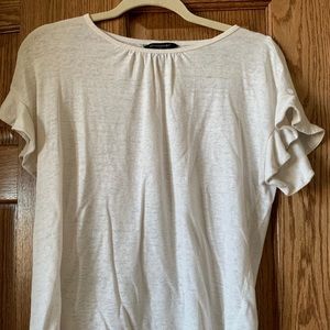 Beige flutter sleeve shirt